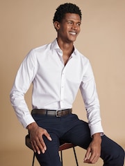 Charles Tyrwhitt White Slim Fit Non Iron Petal Print 100% Cotton Shirt - Image 1 of 7