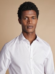 Charles Tyrwhitt White Slim Fit Non Iron Petal Print 100% Cotton Shirt - Image 3 of 7