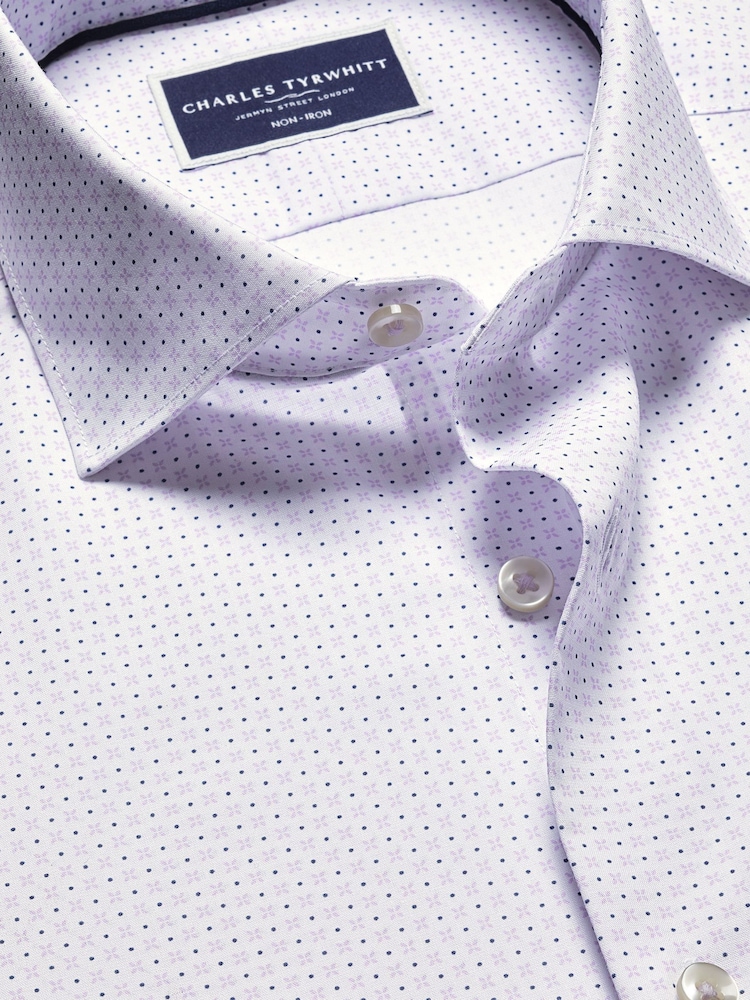 Charles Tyrwhitt слім фіт Non Iron Petal принт 100% бавовняні сорочки - Image 6 of 7
