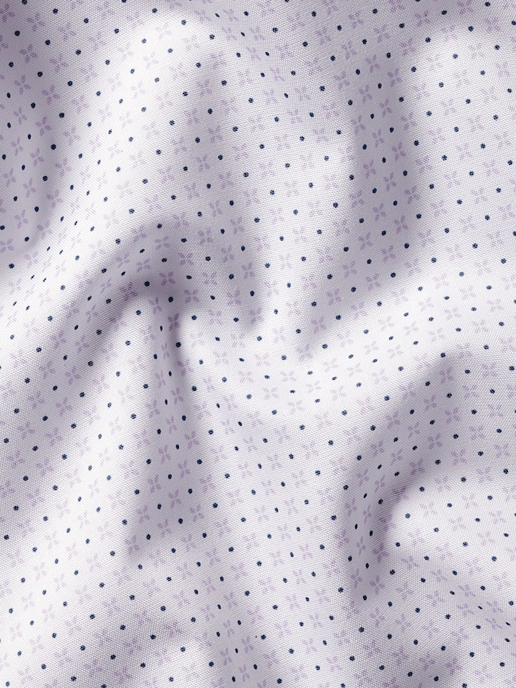 Charles Tyrwhitt White Slim Fit Non Iron Petal Print 100% Cotton Shirt - Image 7 of 7