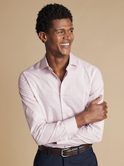 Charles Tyrwhitt Red Slim Fit Non-iron Medallion Print 100% Cotton Shirt - Image 1 of 6
