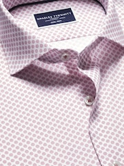 Charles Tyrwhitt Red Slim Fit Non-iron Medallion Print 100% Cotton Shirt - Image 5 of 6