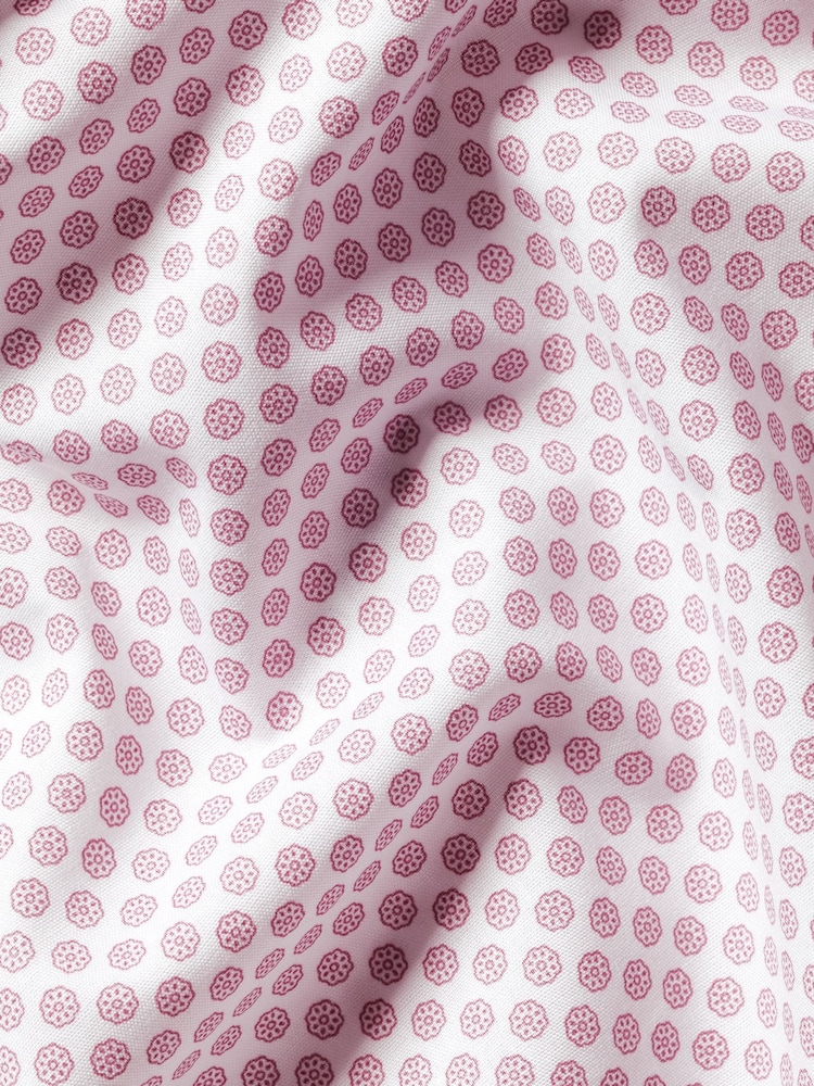 Charles Tyrwhitt Red Slim Fit Non-iron Medallion Print 100% Cotton Shirt - Image 6 of 6