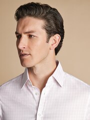 Charles Tyrwhitt Pink Slim Fit Non-iron Triple 100% Cotton Check Shirt - Image 3 of 6