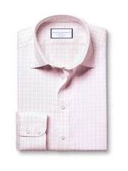 Charles Tyrwhitt Pink Slim Fit Non-iron Triple 100% Cotton Check Shirt - Image 4 of 6