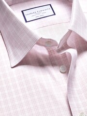 Charles Tyrwhitt Pink Slim Fit Non-iron Triple 100% Cotton Check Shirt - Image 5 of 6