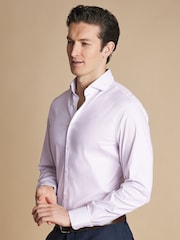 Charles Tyrwhitt Purple Slim Fit Non Iron Stretch Twill Fine Check Shirt - Image 1 of 6