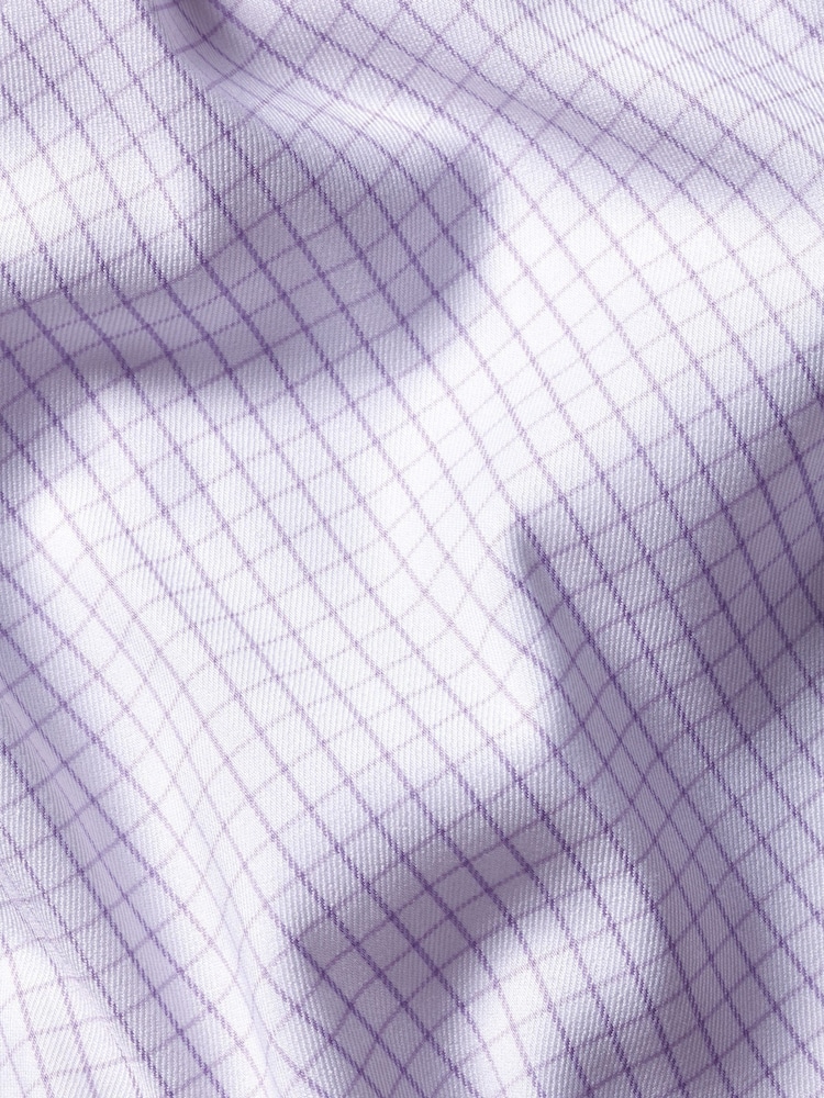 Charles Tyrwhitt Purple Slim Fit Non Iron Stretch Twill Fine Check Shirt - Image 6 of 6