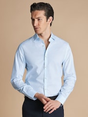 Charles Tyrwhitt Blue Slim Fit Non Iron Diamond Print 100% Cotton Shirt - Image 1 of 7