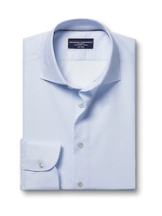 Charles Tyrwhitt Blue Slim Fit Non Iron Diamond Print 100% Cotton Shirt - Image 5 of 7