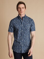 Charles Tyrwhitt Blue Slim Fit Non Iron Paisley Print 100% Cotton Shirt - Image 1 of 5