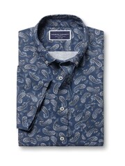 Charles Tyrwhitt Blue Slim Fit Non Iron Paisley Print 100% Cotton Shirt - Image 3 of 5
