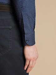 Charles Tyrwhitt Blue Slim Fit Non Iron Petal Print 100% Cotton Shirt - Image 2 of 6