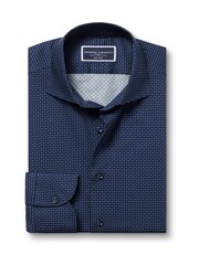 Charles Tyrwhitt Blue Slim Fit Non Iron Petal Print 100% Cotton Shirt - Image 4 of 6