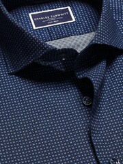 Charles Tyrwhitt Blue Slim Fit Non Iron Petal Print 100% Cotton Shirt - Image 5 of 6