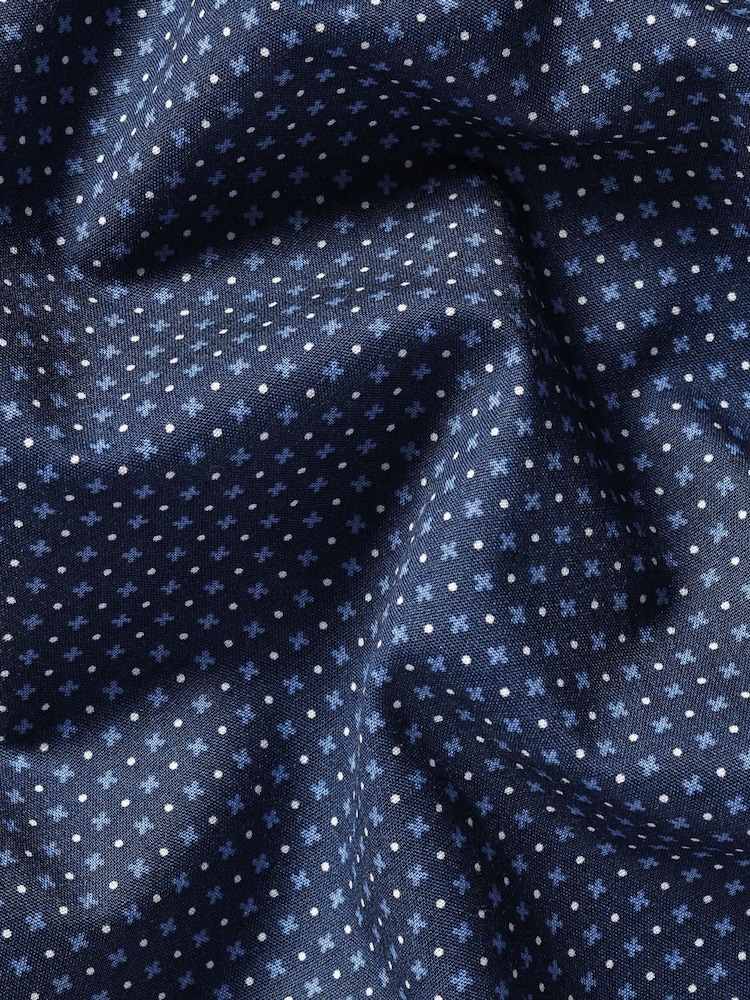 Charles Tyrwhitt Blue Slim Fit Non Iron Petal Print 100% Cotton Shirt - Image 6 of 6