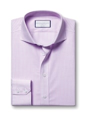 Charles Tyrwhitt Purple Slim Fit Non Iron Poplin Grid 100% Cotton Check Shirt - Image 3 of 5