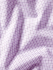 Charles Tyrwhitt Purple Slim Fit Non Iron Poplin Grid 100% Cotton Check Shirt - Image 4 of 5