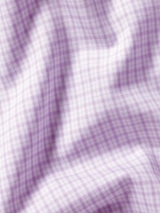 Charles Tyrwhitt Purple Slim Fit Non Iron Poplin Grid 100% Cotton Check Shirt - Image 5 of 5