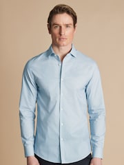 Charles Tyrwhitt Blue Slim Fit Non-iron Link Print 100% Cotton Shirt - Image 1 of 6