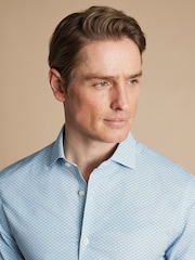 Charles Tyrwhitt Blue Slim Fit Non-iron Link Print 100% Cotton Shirt - Image 2 of 6
