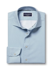 Charles Tyrwhitt Blue Slim Fit Non-iron Link Print 100% Cotton Shirt - Image 4 of 6