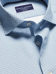 Charles Tyrwhitt Blue Slim Fit Non-iron Link Print 100% Cotton Shirt - Image 5 of 6