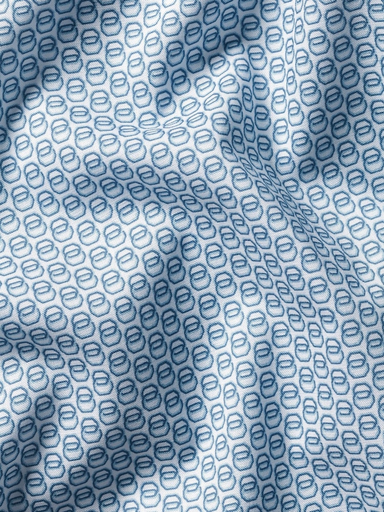 Charles Tyrwhitt Blue Slim Fit Non-iron Link Print 100% Cotton Shirt - Image 6 of 6