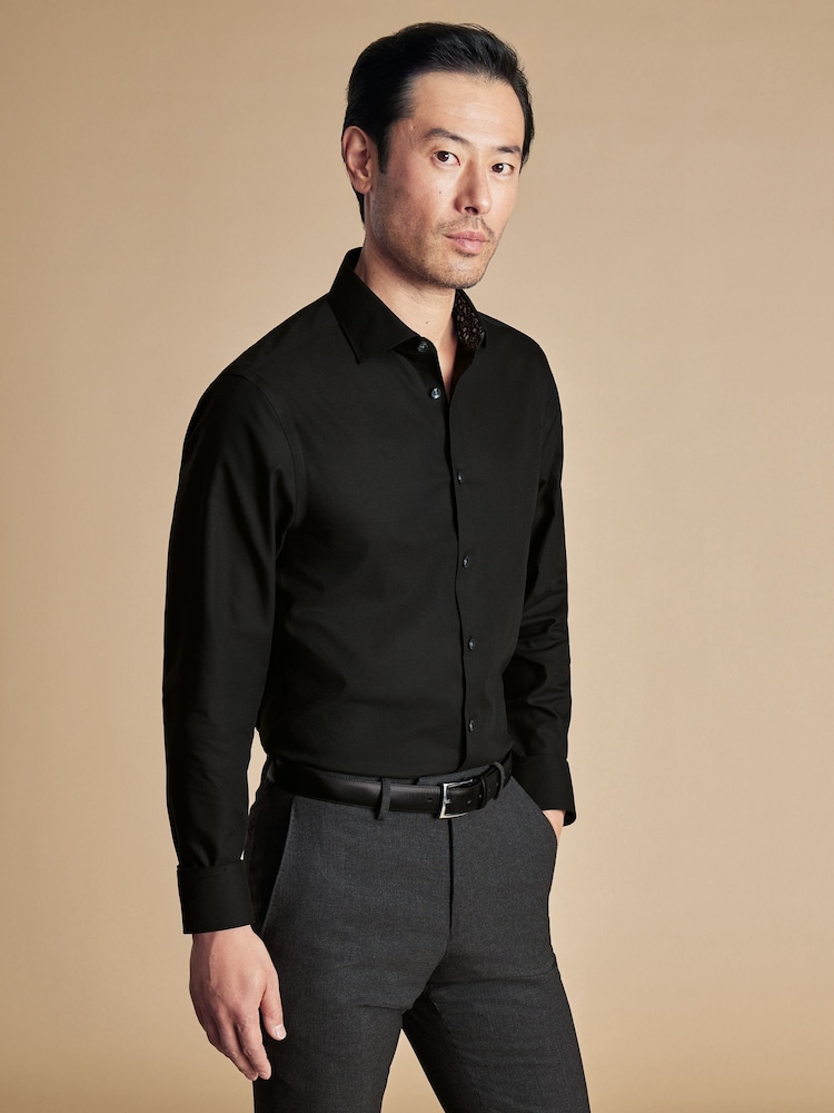 Charles Tyrwhitt Slim Fit Non-Iron Twill Printed Trim Shirt - Изображение 1 из 5