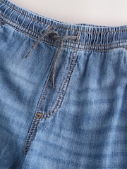 Mid Blue Denim Denim Linen Cargo Trousers - Image 2 of 4