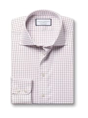 Charles Tyrwhitt Red Slim Fit Egyptian Cotton Windowpane Check Shirt - Image 4 of 6