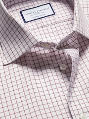 Charles Tyrwhitt Red Slim Fit Egyptian Cotton Windowpane Check Shirt - Image 5 of 6