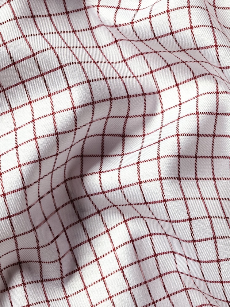 Charles Tyrwhitt Red Slim Fit Egyptian Cotton Windowpane Check Shirt - Image 6 of 6