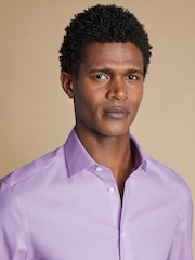 Charles Tyrwhitt Purple Slim Fit Non-Iron Square Stretch Texture Shirt - Image 2 of 6