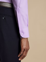 Charles Tyrwhitt Purple Slim Fit Non-Iron Square Stretch Texture Shirt - Image 3 of 6
