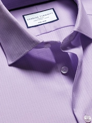 Charles Tyrwhitt Purple Slim Fit Non-Iron Square Stretch Texture Shirt - Image 5 of 6
