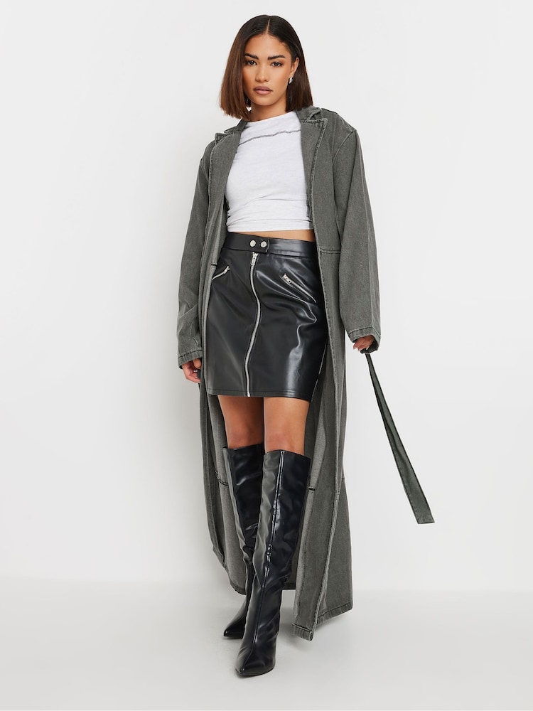 Серый - PixieGirl Petite Denim Trench Coat - Image 1 of 5