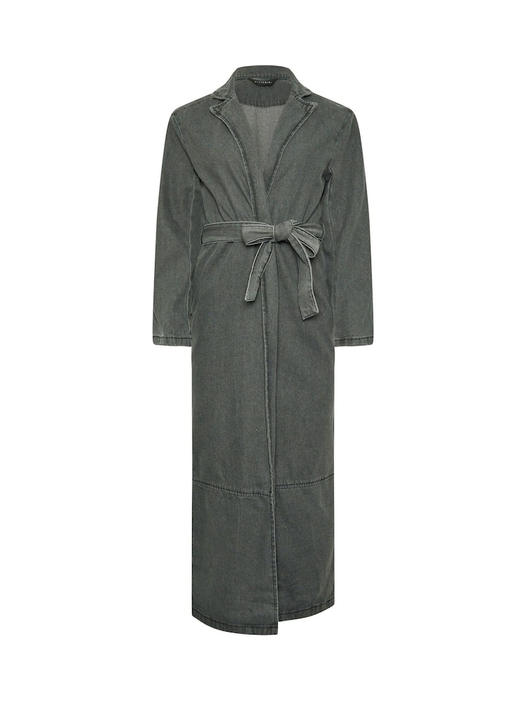 Серый - PixieGirl Petite Denim Trench Coat - Image 5 of 5