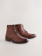 Tan Brown Toecap Leather Boots - Image 1 of 6