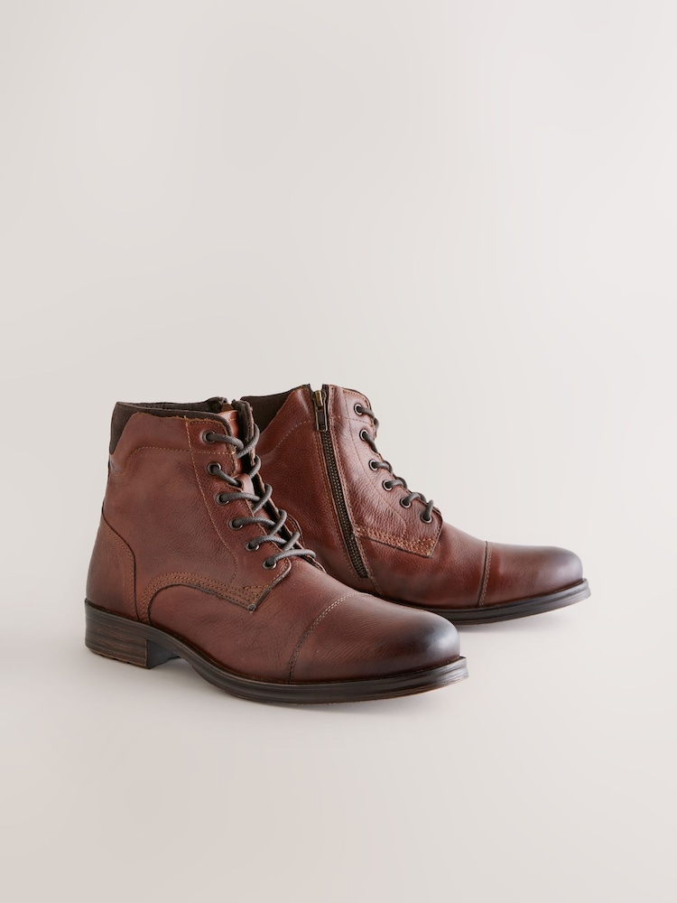 Tan Brown Toecap Leather Boots - Image 1 of 6