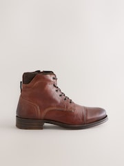 Tan Brown Toecap Leather Boots - Image 3 of 6