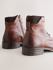 Tan Brown Toecap Leather Boots - Image 4 of 6