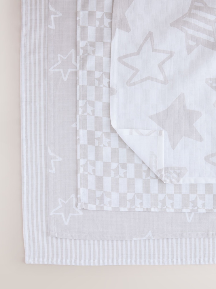 Grey Star Baby Muslins 100% Cotton Cloths 4 Pack - Image 10 of 11