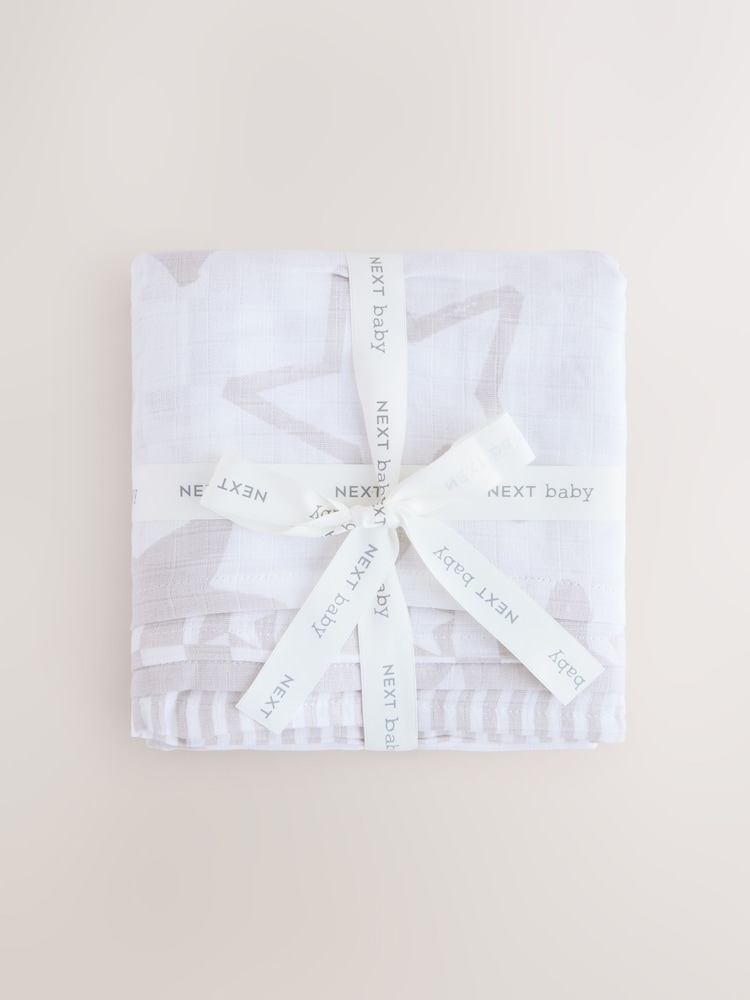 Grau/Sternmotiv - Baby-Spucktücher aus 100 % Baumwoll-Mussselin im 4er Pack - Bild 2 von 11 Grau/Sternmotiv - Baby-Spucktücher aus 100 % Baumwoll-Mussselin im 4er Pack - Bild 2 von 11