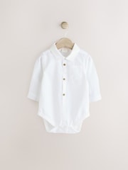 White 100% Cotton Baby Shirt Bodysuit - Image 1 of 2