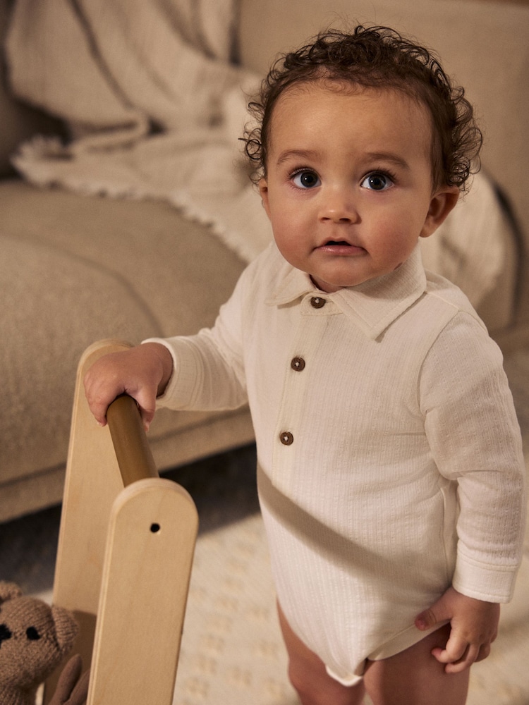 White 100% Cotton Baby Shirt Bodysuit - Image 2 of 2
