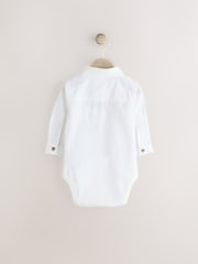 White 100% Cotton Baby Shirt Bodysuit - Image 5 of 9