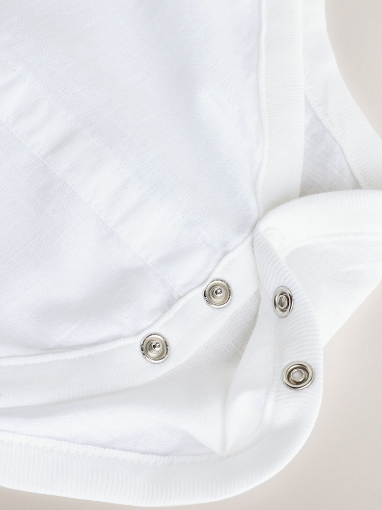 White 100% Cotton Baby Shirt Bodysuit - Image 9 of 9 White 100% Cotton Baby Shirt Bodysuit - Image 9 of 9