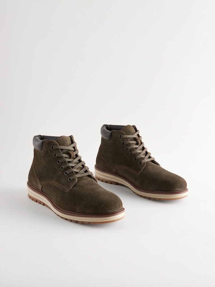 Khaki Green Leather Sports Boots - Image 2 of 6