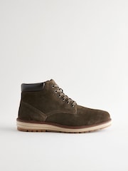 Khaki Green Leather Sports Boots - Image 3 of 6